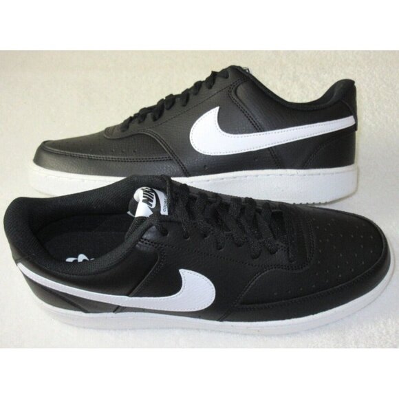 Nike Men\'s Court Vision Lo Next Nature Leather Shoes Black White Sizes NIB